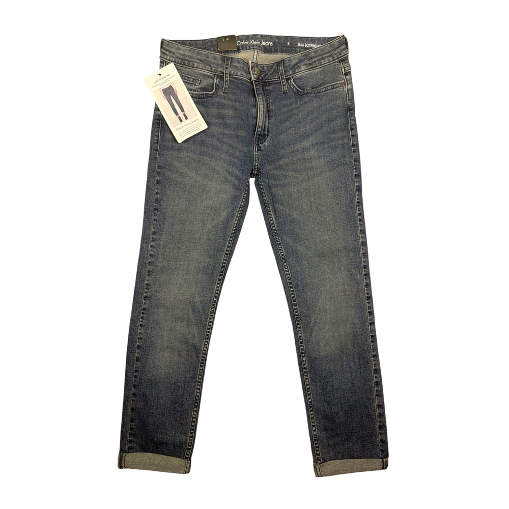 Calvin Klein Jeans Slim Boyfriend Medium Wash Blue Denim Size 4 NEW